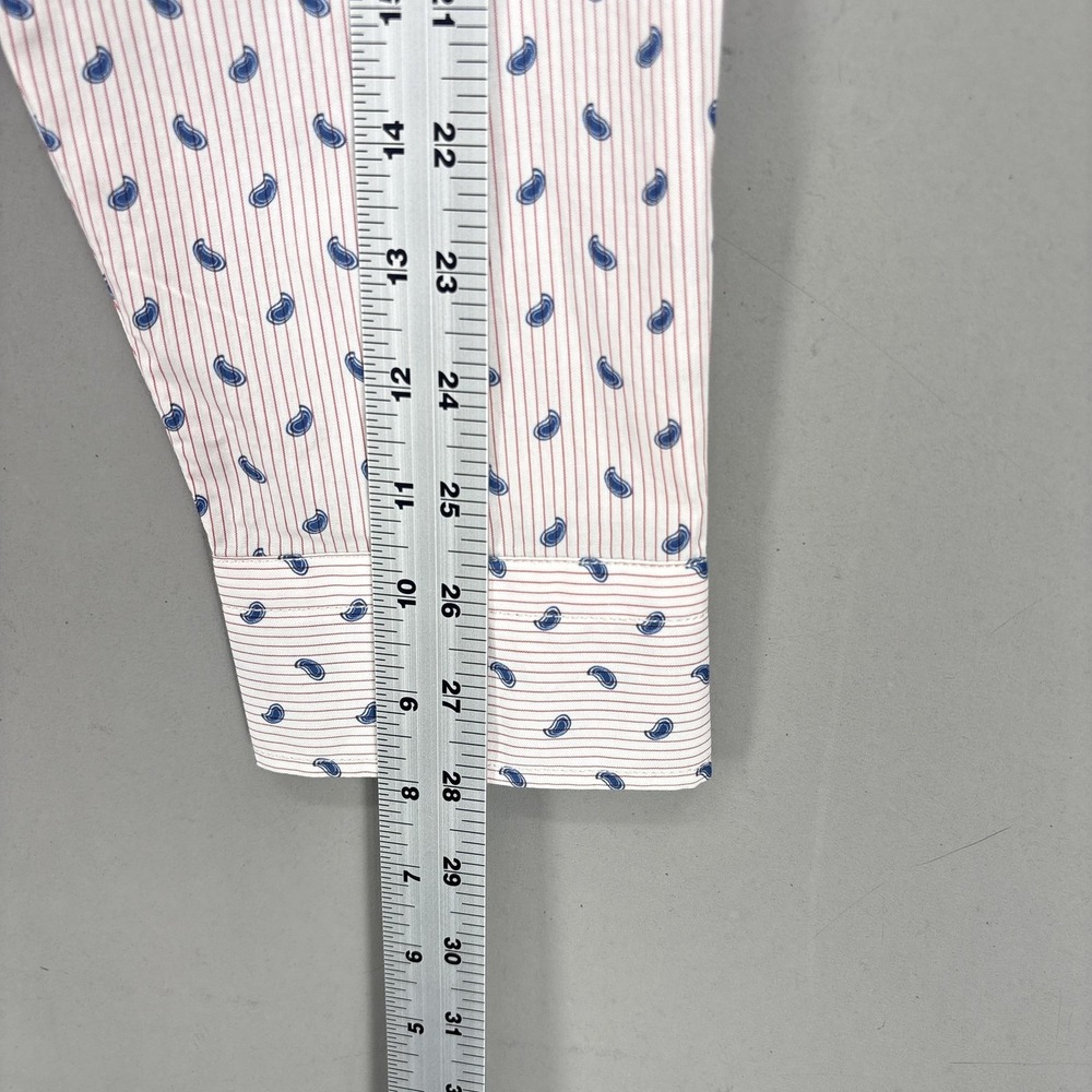 Ted Baker Shirt Mens 3XL White Blue Paisley Stripe Button Up Long Sleeve Cotton‎ - Picture 11 of 13